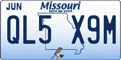 MO license plate QL5X9M