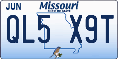 MO license plate QL5X9T