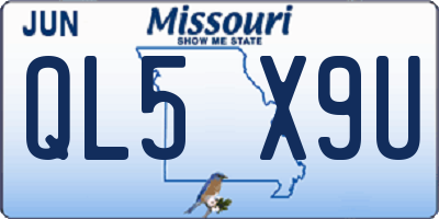 MO license plate QL5X9U