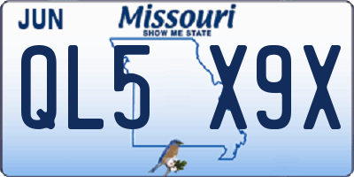 MO license plate QL5X9X