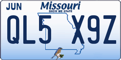 MO license plate QL5X9Z