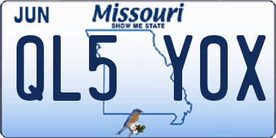 MO license plate QL5Y0X