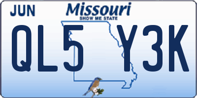 MO license plate QL5Y3K
