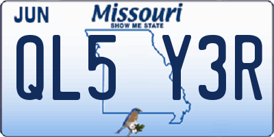 MO license plate QL5Y3R