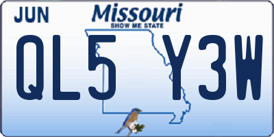 MO license plate QL5Y3W