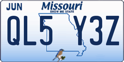 MO license plate QL5Y3Z