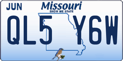 MO license plate QL5Y6W