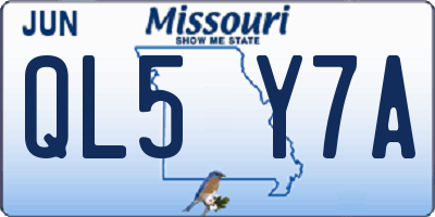 MO license plate QL5Y7A