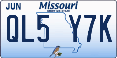 MO license plate QL5Y7K