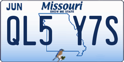 MO license plate QL5Y7S