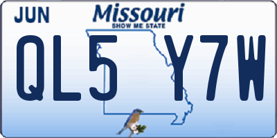 MO license plate QL5Y7W