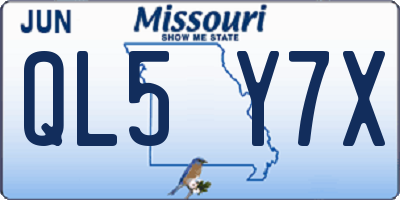MO license plate QL5Y7X
