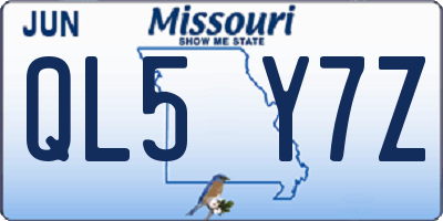 MO license plate QL5Y7Z