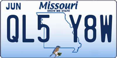 MO license plate QL5Y8W