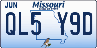 MO license plate QL5Y9D