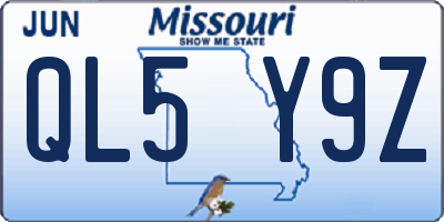 MO license plate QL5Y9Z