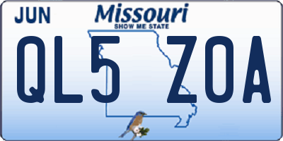 MO license plate QL5Z0A