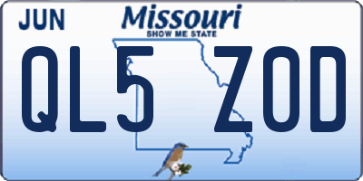 MO license plate QL5Z0D
