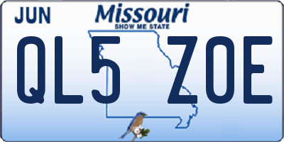 MO license plate QL5Z0E