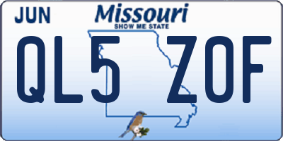 MO license plate QL5Z0F