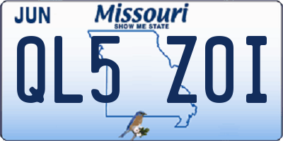 MO license plate QL5Z0I