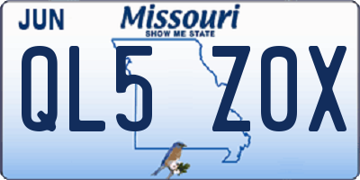 MO license plate QL5Z0X