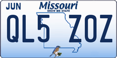 MO license plate QL5Z0Z