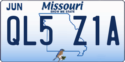 MO license plate QL5Z1A