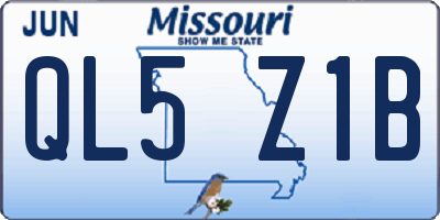 MO license plate QL5Z1B