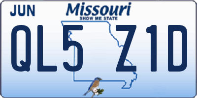 MO license plate QL5Z1D