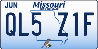 MO license plate QL5Z1F