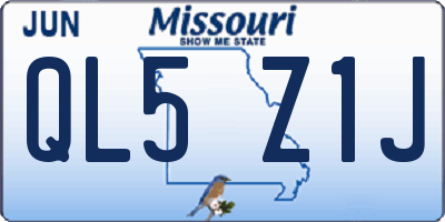 MO license plate QL5Z1J
