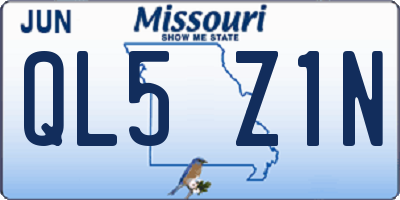 MO license plate QL5Z1N