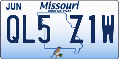 MO license plate QL5Z1W