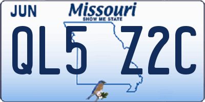 MO license plate QL5Z2C