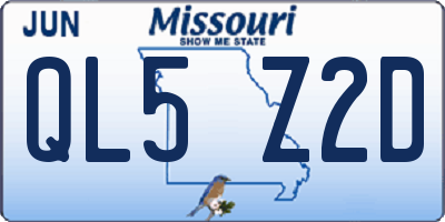 MO license plate QL5Z2D