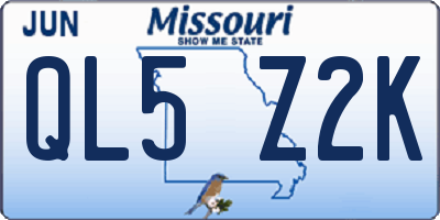 MO license plate QL5Z2K