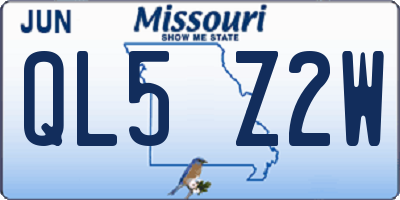 MO license plate QL5Z2W