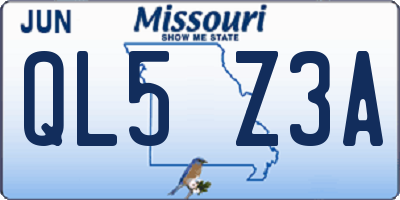 MO license plate QL5Z3A