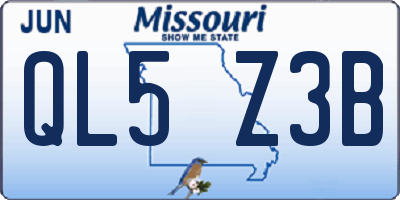 MO license plate QL5Z3B