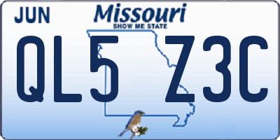 MO license plate QL5Z3C
