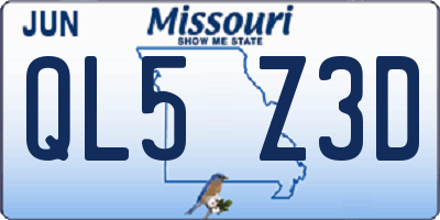MO license plate QL5Z3D