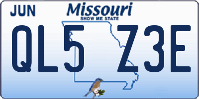 MO license plate QL5Z3E