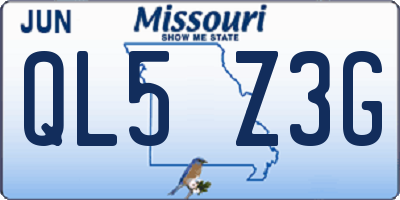MO license plate QL5Z3G