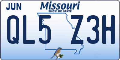MO license plate QL5Z3H