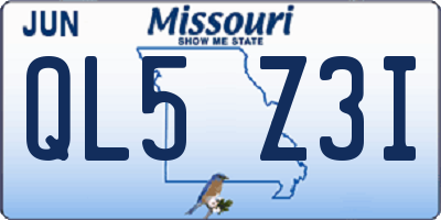MO license plate QL5Z3I