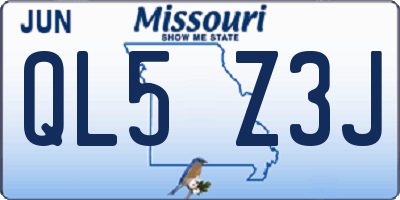 MO license plate QL5Z3J
