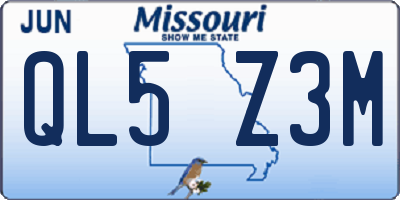 MO license plate QL5Z3M