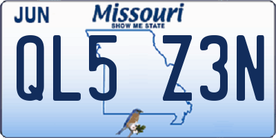MO license plate QL5Z3N