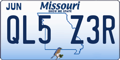 MO license plate QL5Z3R